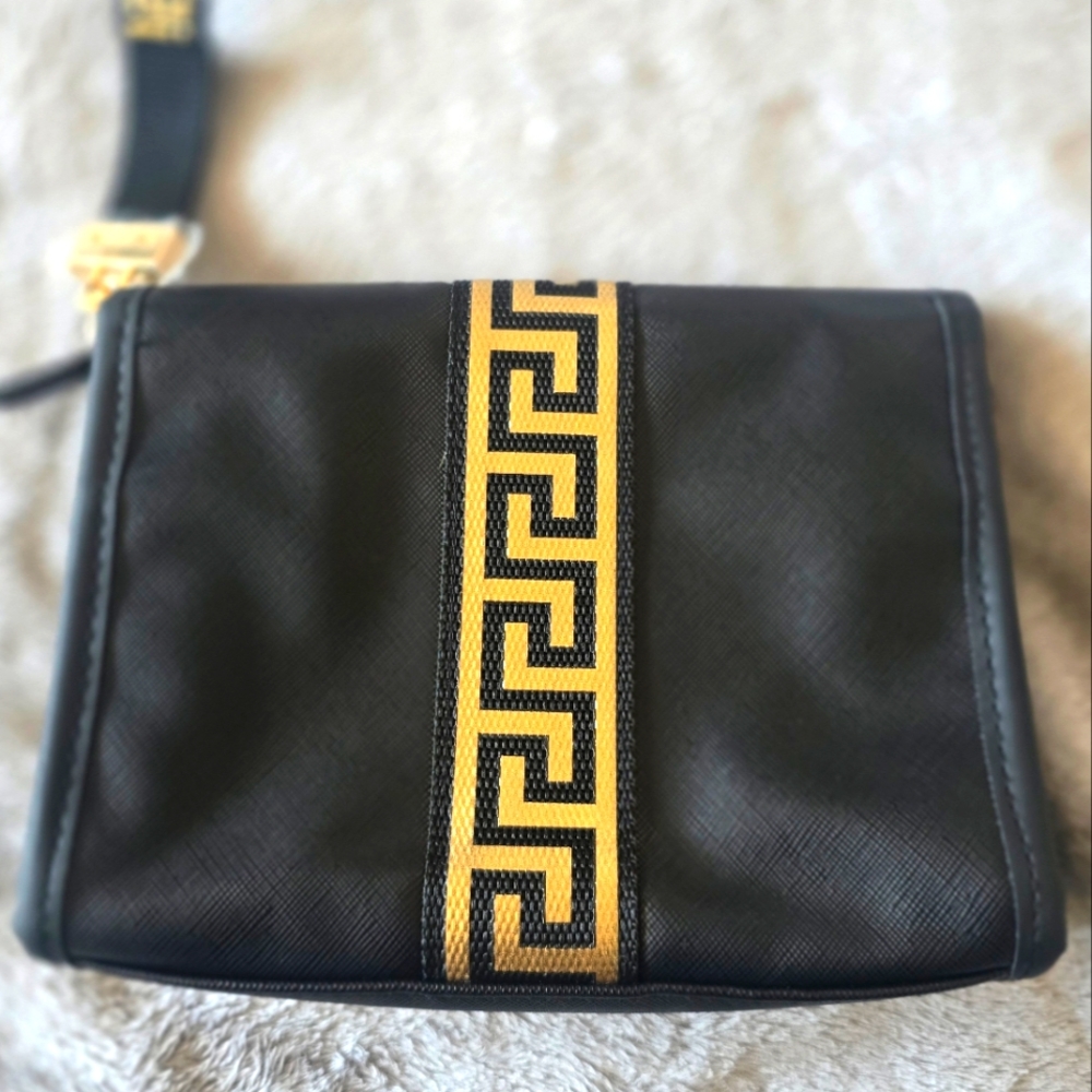SOLD.           NWOT Versace Black Clutch/ Cosmetic Bag with Gold Accents!! - Picture 2 of 9